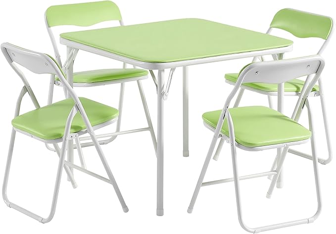 VECELO Kids Folding Activity Table and Chair Set, with Ultra Soft Padded Cushion, 5 Piece, Sage Green