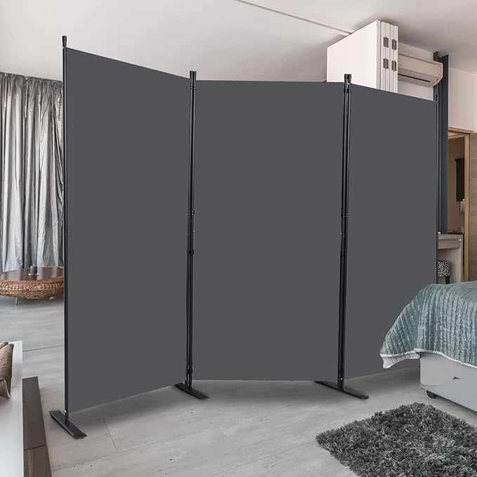 Room Divider, 3 Panel Folding Privacy Screens with Wider Support Feet, 6 Ft Portable Room Partition for Room Separator, 102" W X 71" H, Grey