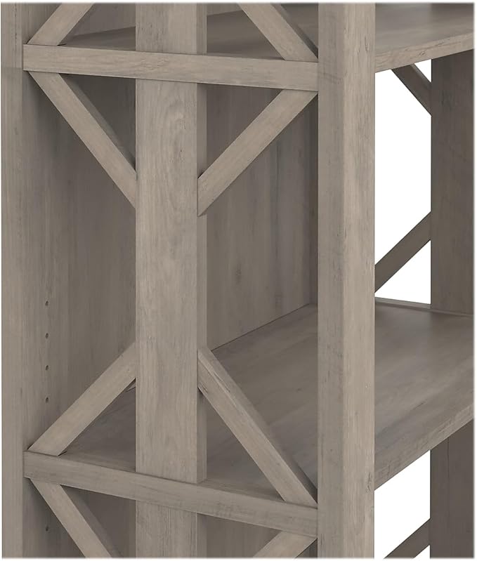 Bush Furniture Homestead 4 Shelf Farmhouse Bookcase in Driftwood Gray, Vertical Office Organizer, Home Shelving Unit for Books and Decor, Bookshelf