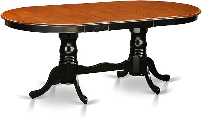 East West Furniture PLAI9-BLK-W 9 Piece Kitchen Table Set Includes an Oval Dining Table with Butterfly Leaf and 8 Dining Room Chairs, 42x78 Inch, Black & Cherry