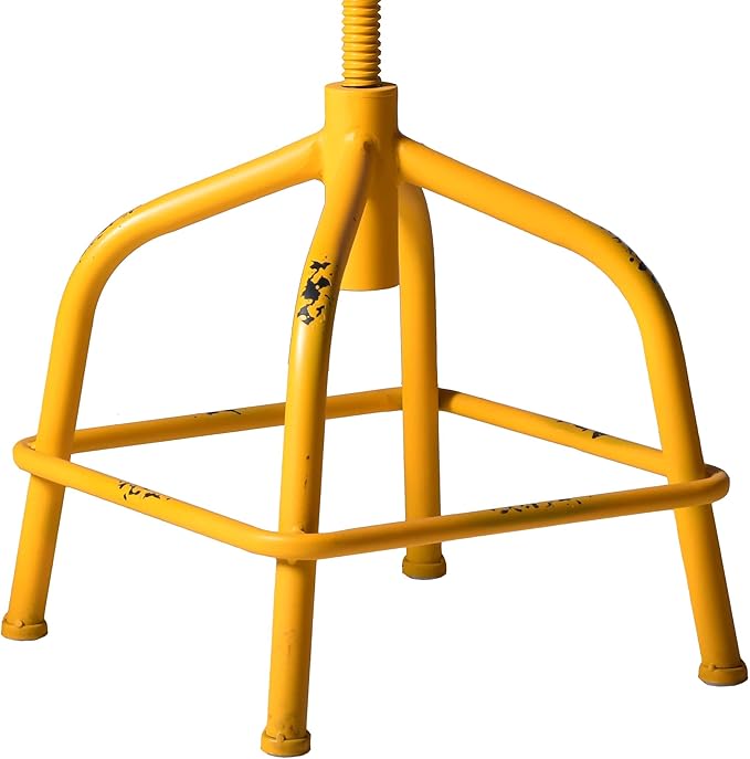 Topower Farmhouse Kitchen Stool, Industrial Counter Stool, Kitchen Deco Round Seat Standard Height Adjustable Swivel Bar Stools with Backrest Indoor House Design Iron Backrest Antique Yellow Set of 2