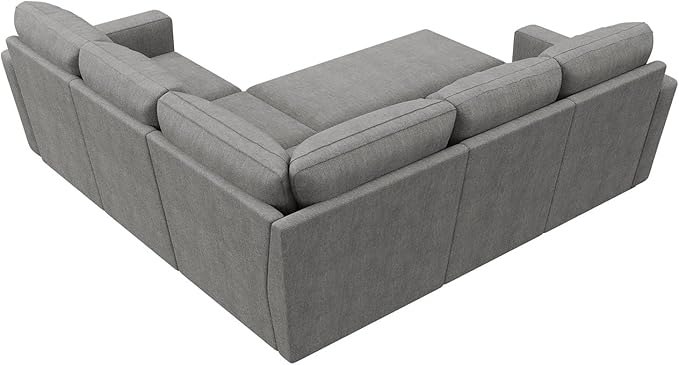 HONBAY Modular Sectional Sleeper Sofa with Pull Out Bed, Chenille L Shaped Couch with Storage Seats, Convertible Sectional Couches for Living Room, Warm Grey