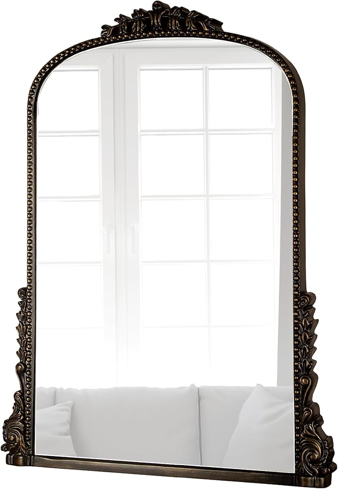 SHYFOY Antique Wall Mirror, Vintage Mirrors for Wall Decor, Baroque Decorative Mirror for Living Room Entryway Powder Room, Traditional Elegant Ornate Mirror, 31.5'" X 23.6'' Black-Gold