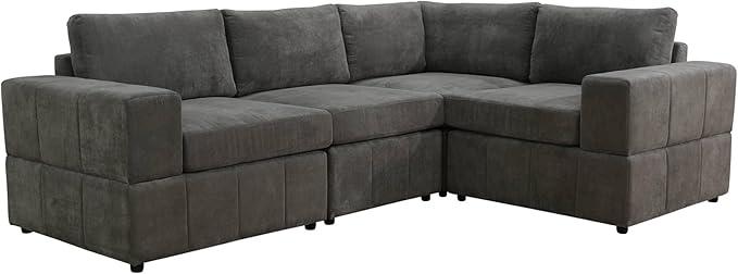 Sectional Couches Sofa for Living Room, 101″ Modern L Shaped Couch with Arm Chair, Comfy Modular Sectional Sofa for Bedroom Small Spaces, Brown