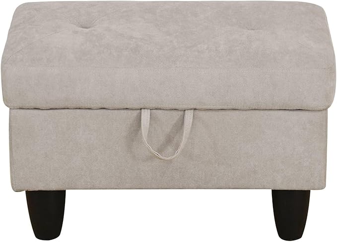 NicBex Sectional Couch 3 Pieces Sofa Set with Right Chaise Flannel L Shaped Cloud Couch for Living Room Furniture Sets with Storage Ottoman, Modular Sofa for Living Room & Apartment, Off-White
