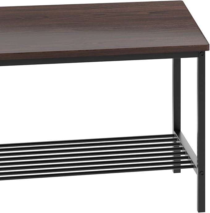 SogesHome 4-Piece Dining Table Set for 4 - Space-Saving Kitchen Set with Bench and Chairs, Ideal for Restaurants and Coffee Shops, Dark Walnut