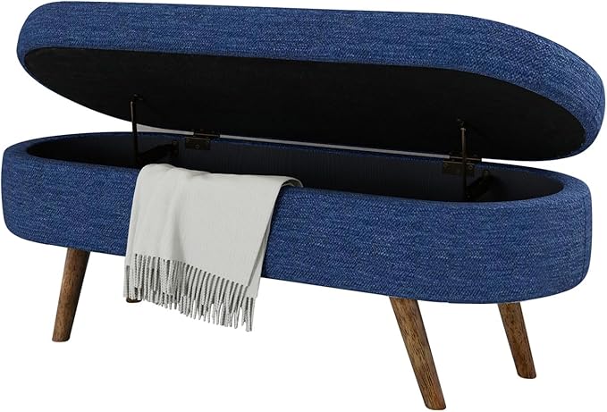 NicBex Ottoman Bench with Storage for Bedroom, 43.5" Upholstered End of Bed Bench with Rubber Wood Legs, Linen Storage Bench for Living Room or Entryway,