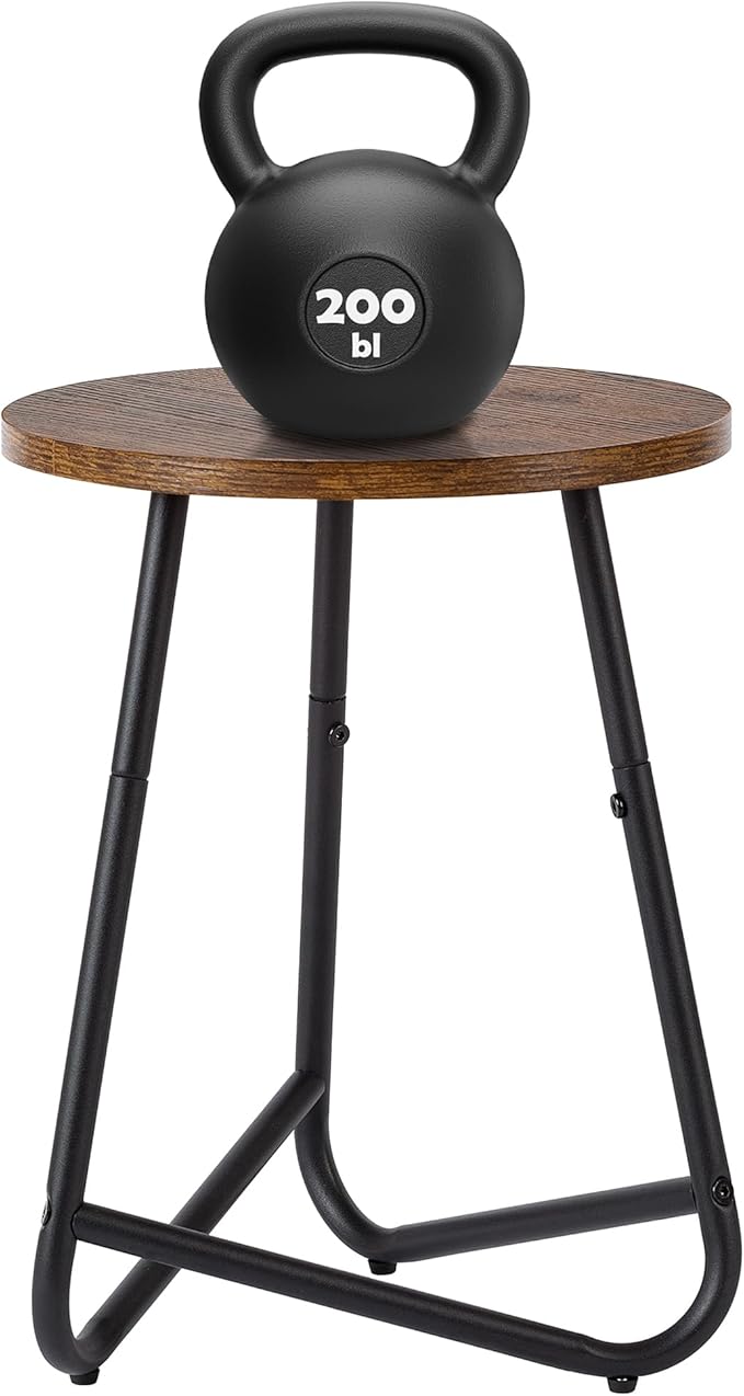 Indoor Plant Stand,Mid Century Wood Stand Plant Table,Modern Plant Stool for Outdoor,Metal Tall Holder for Flower Pots,Small Round Side End Table (Rustic Brown, 19 inch)