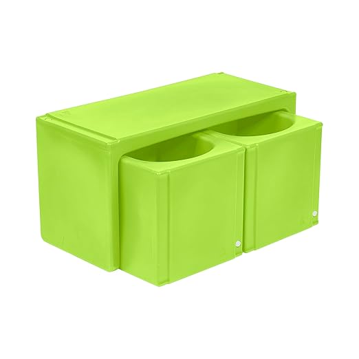 ECR4Kids Tri-Me Table and Cube Chair Set, Multipurpose Furniture, Lime Green, 3-Piece