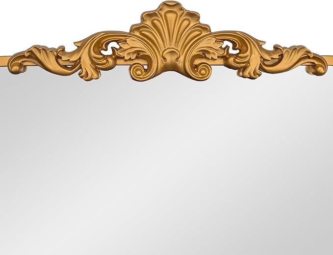 Ruomeng Arched Mirror Traditional Vintage Baroque Inspired Wall Mirror, Gold Wall Mounted Mirror for Entryway Fireplace Hallway Bathroom and Living Room, 24" x 36"