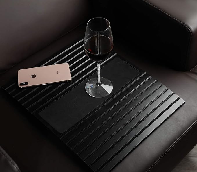 GEHE Sofa Arm Tray Table for Couch Flexible/Foldable Sofa Tray Couch arm Table Perfect for Drinks Snacks Remote Control or Phone Great arm Tray for Couch armrest (Black)