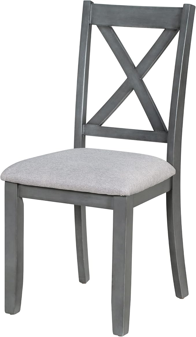 Ball & Cast 6-Piece Dining Table Set, 60" Wood Dining Kitchen Table & Chairs Set, Rectangular Dining Room Foldable Table with 4 Upholstered Chairs & 1 Bench,Perfect for Dining Room, Kitchen, Gray