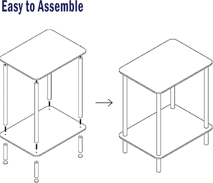 Tempered Glass Side Tables Set of 2 Acrylic End Table with 2 Storage Shelve transparent Bedside simplicity clear 2-Tier Nightstands for small Spaces Office Bedroom Living Room Study black ET-008BK