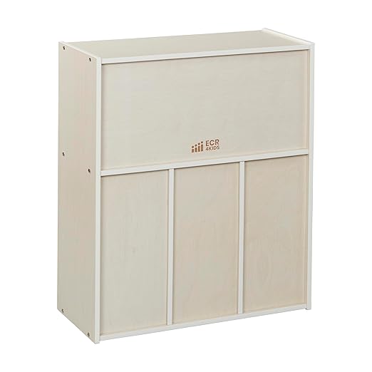 ECR4Kids Streamline 15 Cubby Tray Storage Cabinet, 5x3, Classroom Furniture, White Wash
