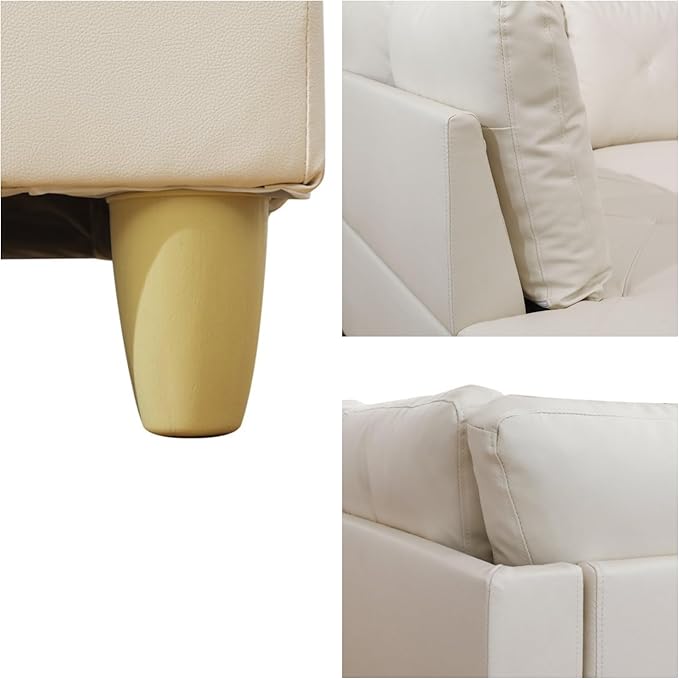 L-Shaped Sectional Sofa, Modern Sectional Couches Home Sofas for Living Room with Movable Chaise, Modular Living Room Sets Furniture for Apartment Bedroom & Office, White