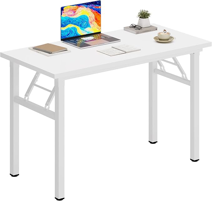 Folding Desk, 31.5 inch No Assembly Folding Desks for Small Spaces, Sturdy Foldable Computer Desk, Multi-Purpose Home Office Desks, Study Writing Desk Office Table Workstation for Home Office Outdoor