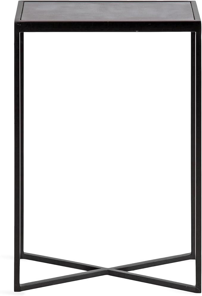 Kate and Laurel Jaspur Modern Slim Side Table, 16 x 8 x 24, Black Marble and Black, Decorative Glam Narrow End Table for Use as Skinny Bedroom Nightstand or Living Room Accent Table