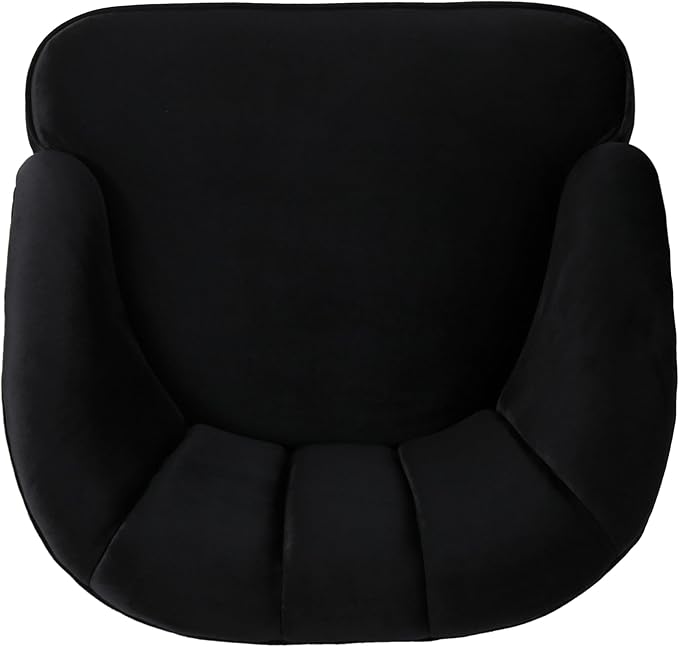 Ball & Cast Velvet Accent Chair,Modern Lounge Living Room Chairs with A Curved Backrest and Iconic Splayed Legs,Seating Furniture for Bedroom,Black
