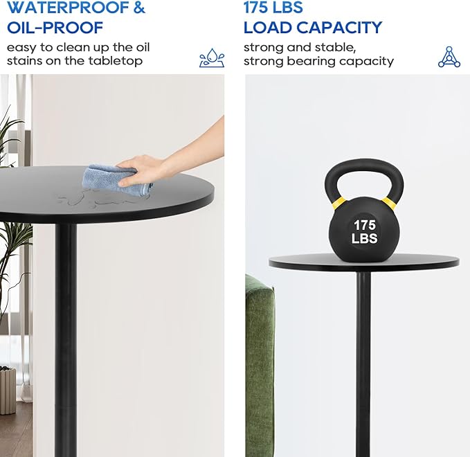 FDW Pub Table 40 Inch Height Cocktail Table Round Bistro Bar Table for Home and Kitchen Dining