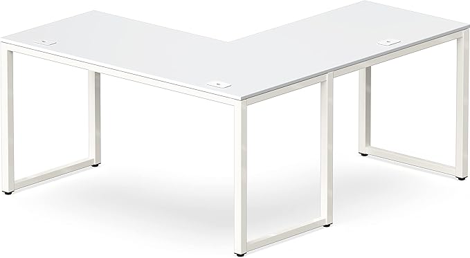 SHW 55 x 60 Inches Commercial-Grade L-Shape Corner Office Computer Desk, White