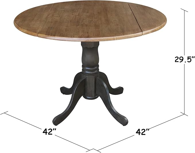 International Concepts 42 Inch Dual Drop Leaf Dining Height Table, Hickory/Washed Coal.