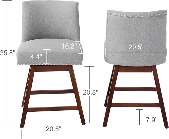 Counter Height Barstools Set of 6,360° Swivel Bar Stools with Back,26 inch Modern Counter barstools,Upholstered Bar Tall Stools for Kitchen Counter,Kitchen Island,Bar, Home (Light Gray, SET OF 6)