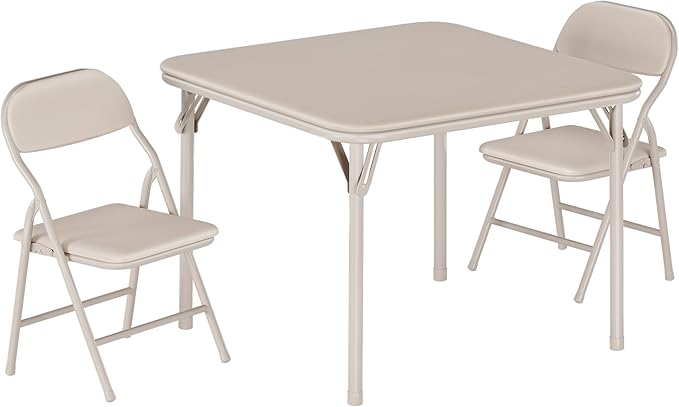 GarveeHome 3-Piece Kids Folding Table and Chairs Set, Toddlers Children's Activity Table and Chairs Set for Dining Room,Daycare,Classrooms