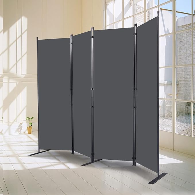 Wall Divider, 4 Panel Room dividers and Folding Privacy Screens with Wider Support Feet, 6 Ft Portable Privacy Screen for Room Separator, 88" W X 71" H, Grey