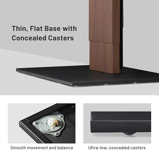 WALL V5 Low Type | Minimalist Rolling TV Stand for 32–80 Inch | Walnut | Portable, Space Saving, Height Adjustable, No Drill | for Living Room and Bedroom | Japan-Engineered Design
