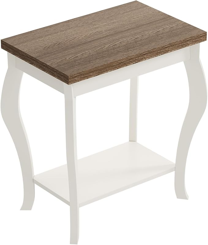 ChooChoo End Tables Living Room, Side Tables Living Room with Curved Legs and Storage Shelf, Small End Tables for Small Spaces, Soft White