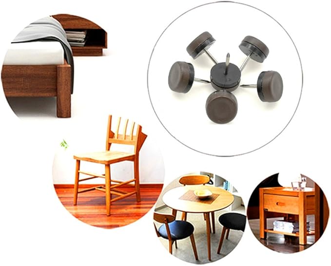 ALIMITOPIA 40pcs Furniture Glide Nail-in Thickened Nylon Chair Glide Slider Furniture Pad Floor Protector for Wooden Furniture Chair Tables Leg Feet(Φ16mm or 0.6";Brown)