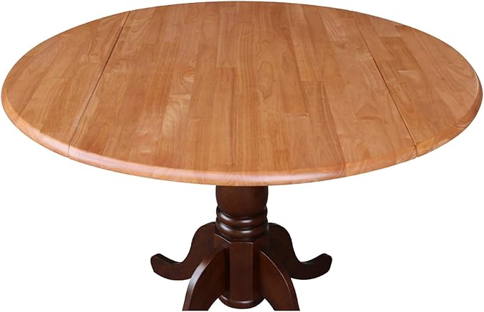International Concepts Round Dual Drop Leaf Ped Table, Cinnamon/Espresso, 42-Inch