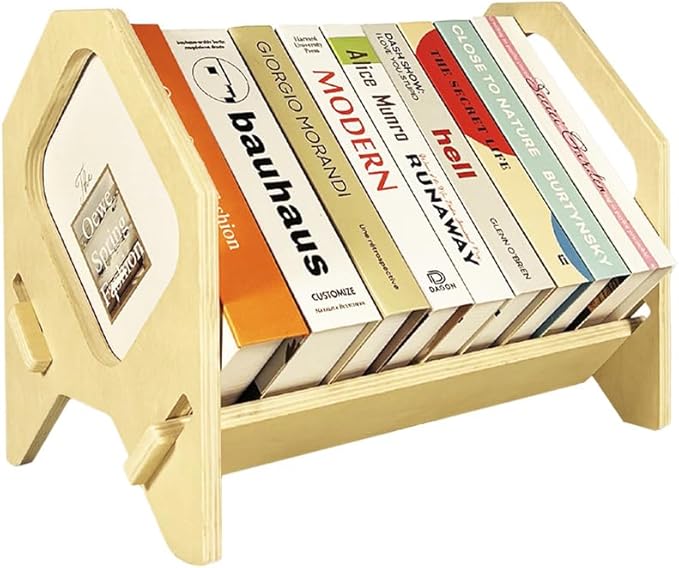 Desktop Bookshelf, Stackable Book Organizer with Handle, Storage Rack for CD/Magazine/File Folder, Portable Small Bookshelf for Study, Living Room, Kid's Room, No Nails, Small Size