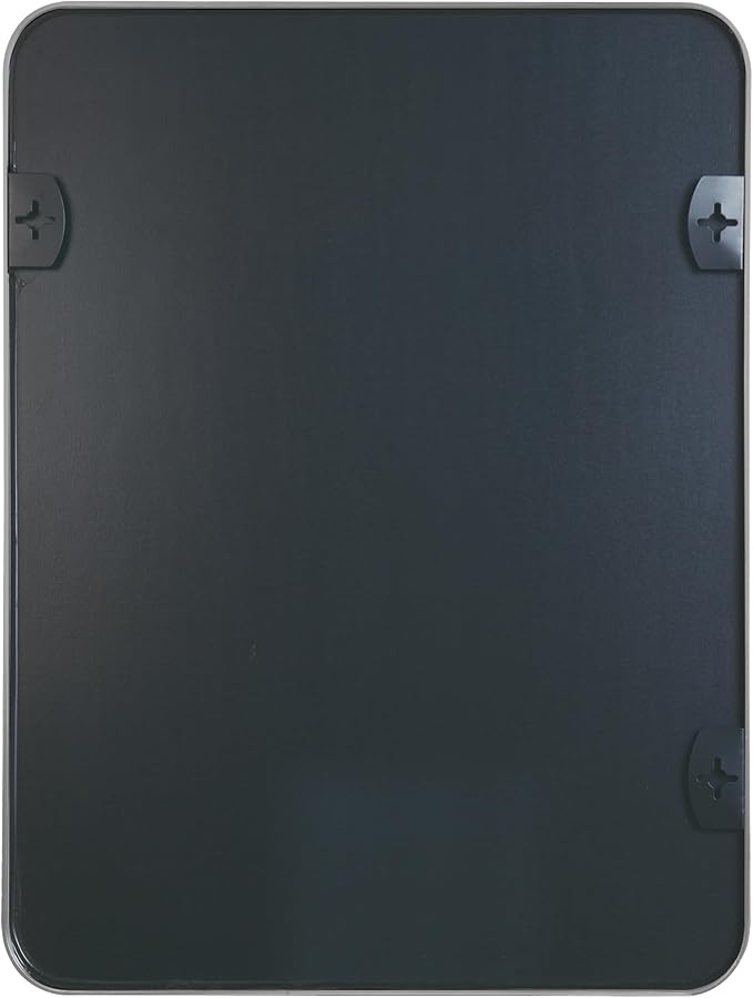 Bathroom Mirror 30x40 inch, Silver Gorgeous Deep Frame Wall Mirror, Modern Round Corner Bathroom Vanity Mirror for Bedroom, Living Room, Hanging or Leaning Horizontal or Vertical, Silver