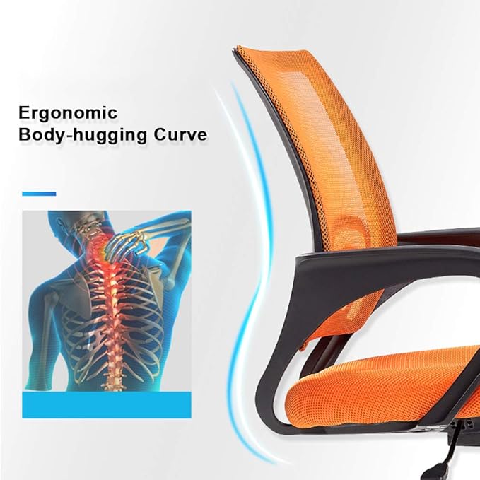 BestOffice Office Computer Chair Ergonomic Mesh Desk Chair with Lumbar Support Modern Executive Adjustable Stool Rolling Swivel for Back Pain (Orange)