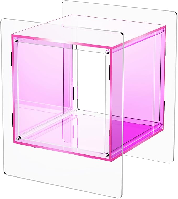 Acrylic Nightstand Colorful Bedside Table with Open Storage Shelf,Clear Side Table for Living Room (1, Pink)