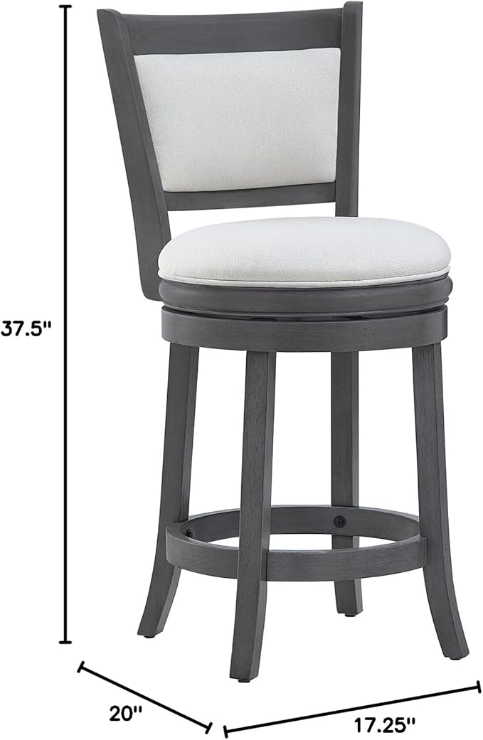 Ball & Cast Upholstered Swivel Counter Stools Kitchen Bar Stools 24" Seat Height Wooden Stool Chair, Cream White Set of 1