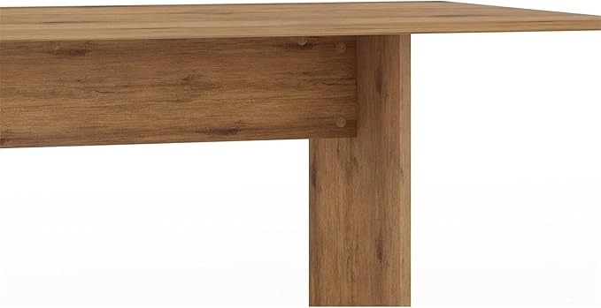 Manhattan Comfort Nomad 3 Piece Dining Set for 6 with Modern Kitchen Table and 2 Benches, Farmhouse Furniture with Rustic Wood Grain Finish, Pedestal Base, Easy Assembly, Dining Set, Nature