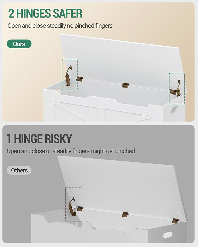 39.4" Storage Chest, Extra Large Storage Trunk with 2 Safety Hinges, Wooden Box Bench, Lift-Top Organizer Chest, Shoe Bench for Entryway, Bedroom, Living Room, White SB03403X