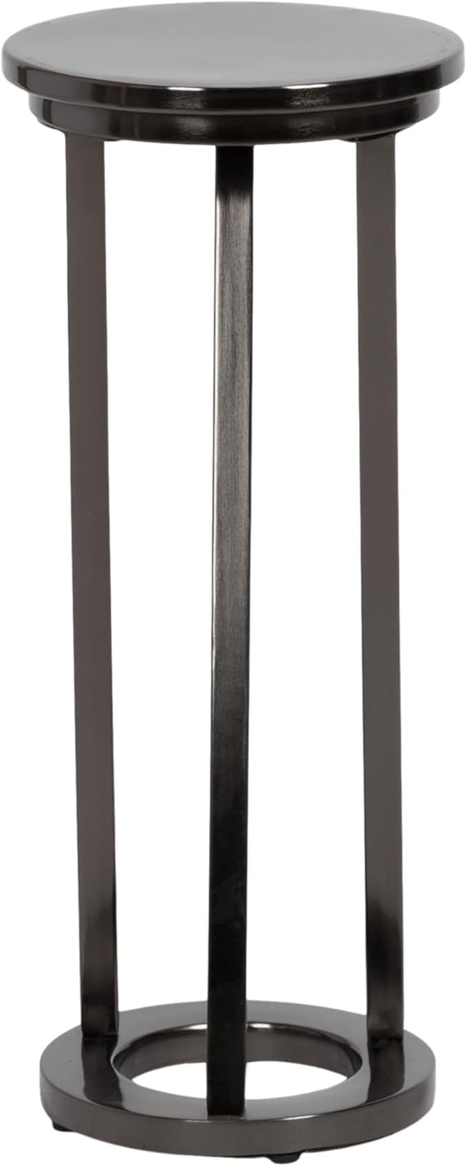 Kate and Laurel Aja Modern Metal Round Drink Table, 9 x 9 x 22, Gray Gunmetal, Decorative Geometric Pedestal Table with Circular Tabletop for Use as Metal Indoor Plant Stand