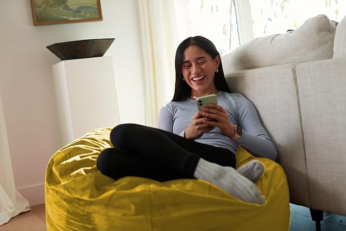 Sofa Sack Bean Bag Chair - Plush, Ultra Soft - Memory Foam Bean Bag Chair with Microsuede Cover - Stuffed Foam Filled Furniture and Accessories for Dorm Room 3 Feet - Lemon