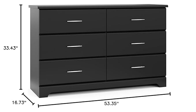 Storkcraft Brookside 6-Drawer Dresser (Black) – GREENGUARD Gold Certified, Nursery & Kids Storage, Nursery Essentials, Kids Room Storage, Durable Bedroom Dresser