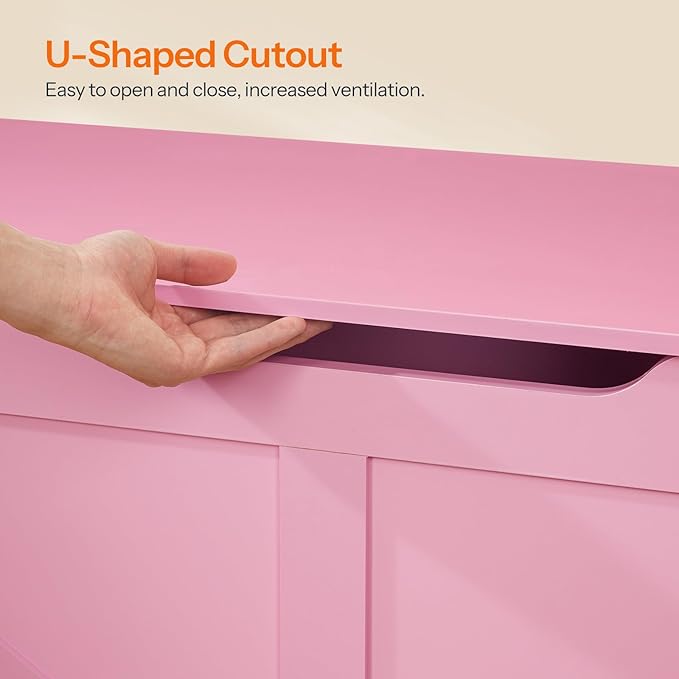 HOOBRO Storage Bench, 39.4" Retro Wooden Storage Chest with U-Shaped Cut-Out Pull, Safety Hinge, Supports 220 lb and Easy Assembly for Toy Box Organizer (Pink) PK771CW01