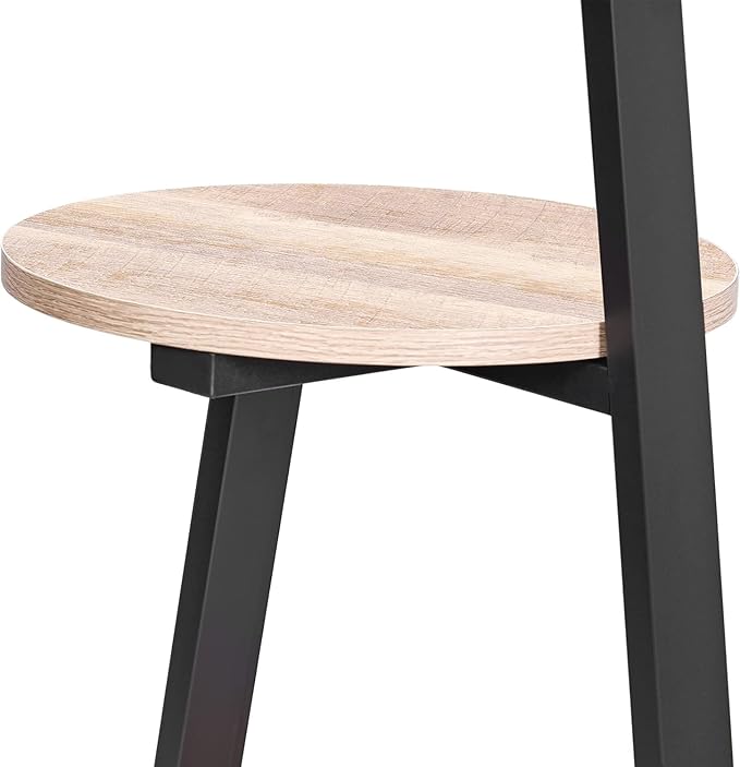 BEWISHOME Round End Table with Charging Station, Side Accent Table with 3-Tier Shelves, Small Couch Table for Living Room Greige KTZ51G