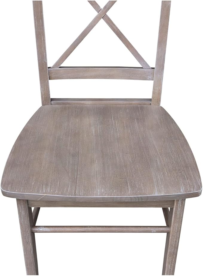 X-Back Dining Chairs Set of 2 Washed Gray Taupe Solid Wood Parawood Construction, Stylish and Comfortable Chairs for Kitchen/Dining, 18.9"W x 22.2"D x 36.9"H, 225 lb Weight Capacity