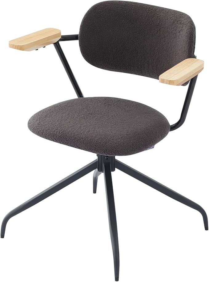 Modern Swivel Dining Chairs Set of 2 with Arms,Upholstered Comfortable Dining Room Chairs, Wooden Armrests & Sturdy Metal Frame, Stylish Kitchen & Dining Table Chairs for Modern Décor