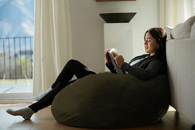 Sofa Sack Bean Bag Chair - Plush, Ultra Soft - Memory Foam Bean Bag Chair with Microsuede Cover - Stuffed Foam Filled Furniture and Accessories for Dorm Room 3 Feet - Olive