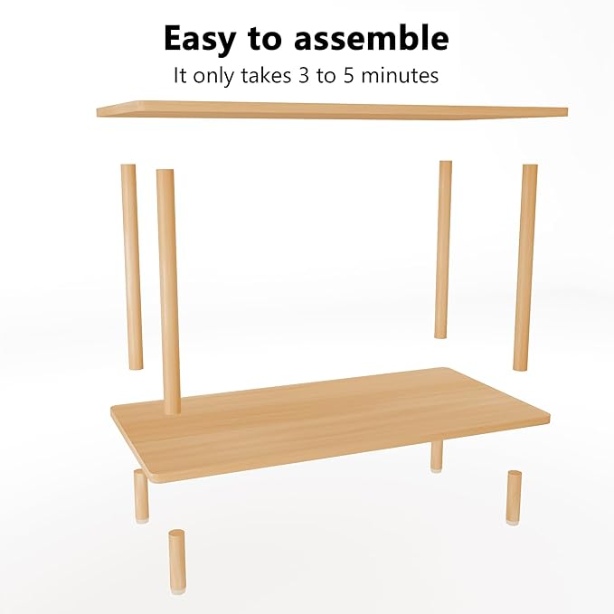 2-Tier End Table,Multi-Layer Side Cabinet with 4 Solid Wood Sturdy Legs for Living Room and Bed Room, Minimalist Modern (31.5"*15.8"*21")