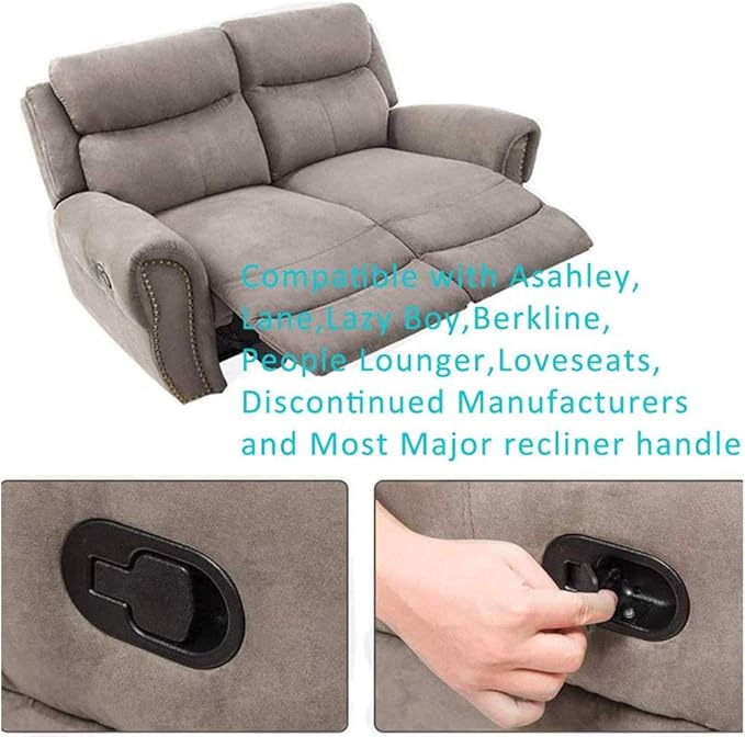 Metal Recliner Handle Replacement Parts with Cable, Universal Recliner Sofa Chair Couch Release Lever Pull Handle, Fits Ashley and Major Recliner Brands, Exposed Cable Length 4.9“