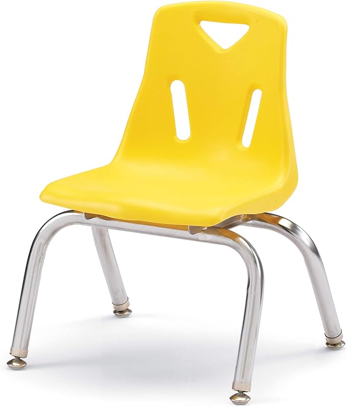 Berries Jonti-Craft 8140JC6007 Stacking Chairs with Chrome-Plated Legs, 10" Height, Yellow, Pack of 6